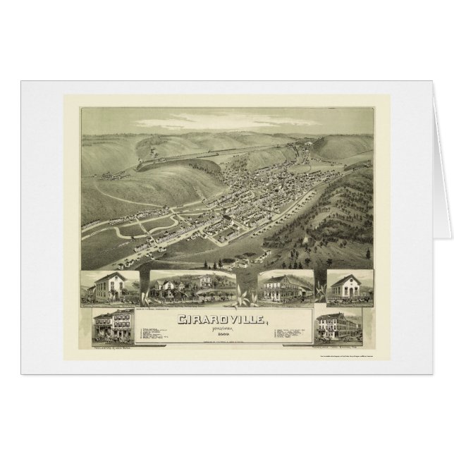 Cartão Girardville, mapa panorâmico do PA - 1889 (Frente Horizontal)