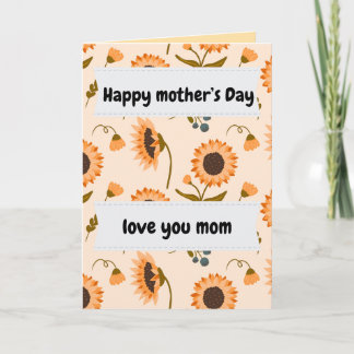 Cartão Girassóis Amarelos Feliz Dia das Mães Amo Você Mam