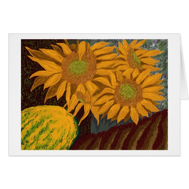 Cartão Girassóis da queda (Frente Horizontal)