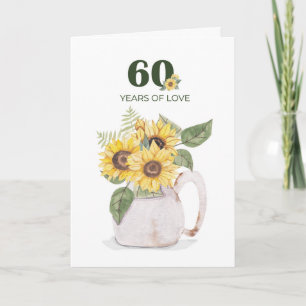 Cartão Girassóis de Aniversário de 60 Anos Anos de Amor