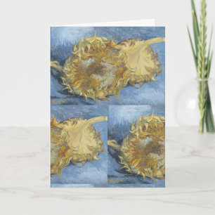 Cartão Girassóis de Van Gogh - Arte Azul e Dourado Ousada