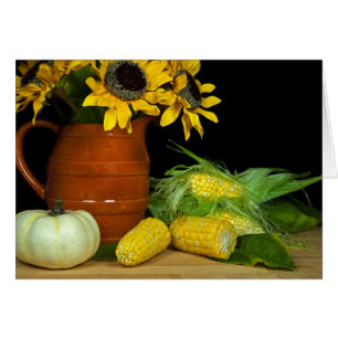 Cartão girassóis e milho doce