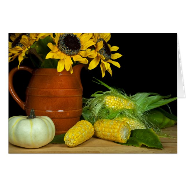 Cartão girassóis e milho doce (Frente Horizontal)