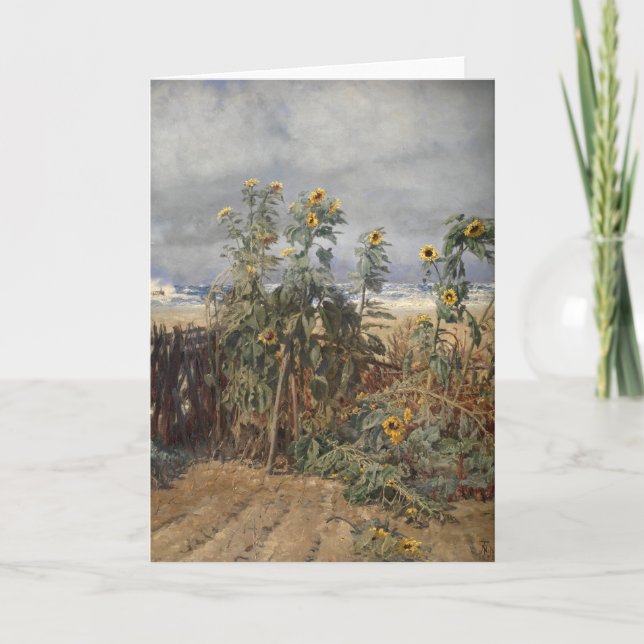Cartão Girassóis em uma praia | Thorvald Niss (Frente)