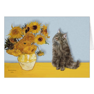 Cartão Girassóis - Gato Florestal Norueguês