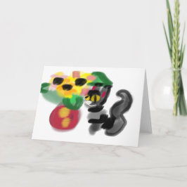Cartão Girassóis gato preto