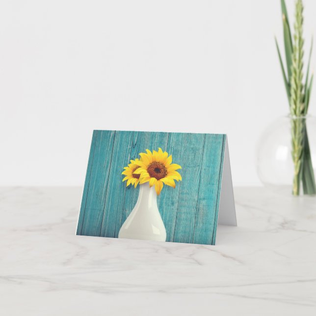 Cartão Girassóis num vaso (Frente)
