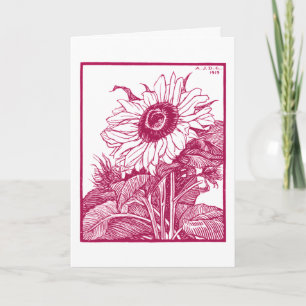 Cartão Girassol (1919) — Corte Vintage de Madeira por Jul