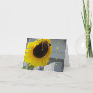 Cartão Girassol Amarelo com Borboleta