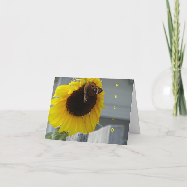 Cartão Girassol Amarelo com Borboleta (Frente)