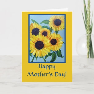 Cartão Girassol Amarelo Dia das Mães Personalizado