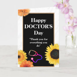 Cartão Girassol Amarelo e estetoscópio Dia do Médico
