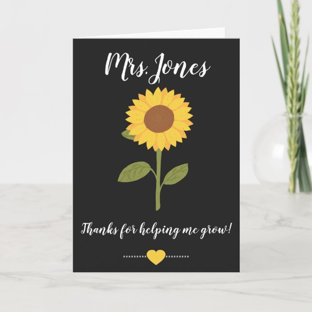 Cartão Girassol amarelo me ajudando a crescer (Frente)