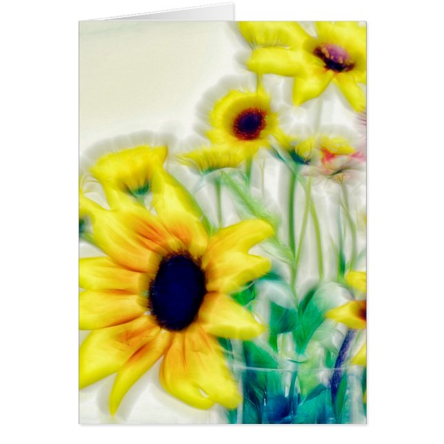 Cartão Girassol do verão e buquê de Strawflower (Frente)