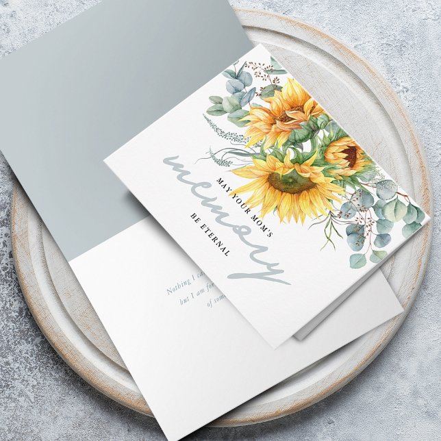 Cartão Girassol Eucalipto Memória Eterna Simpatia  (Eucalyptus Sunflower Eternal Memory Sympathy Card)