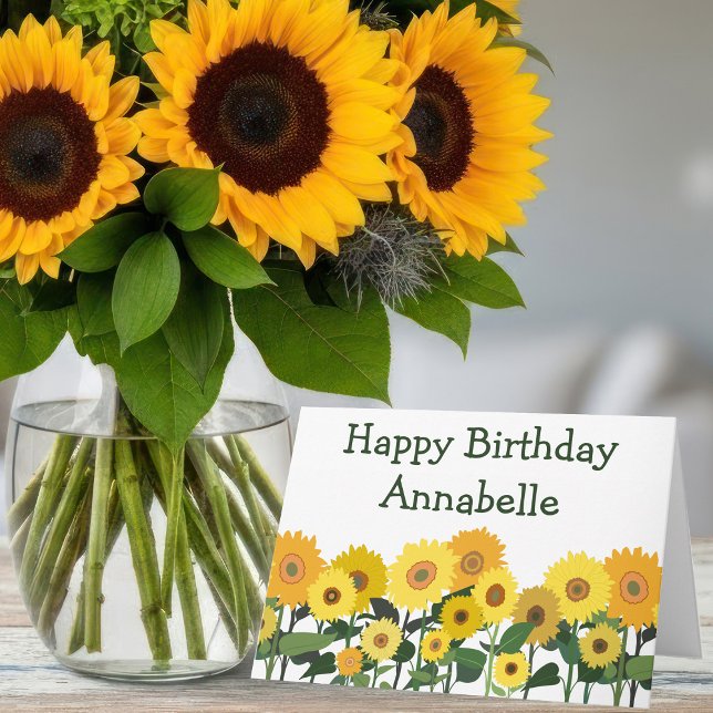 Cartão Girassol Feliz Aniversário Personalizado Lindíssim (Criador carregado)