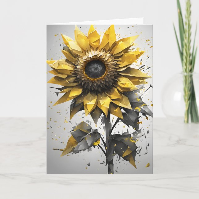 Cartão Girassol - Flores em aquarela (Frente)