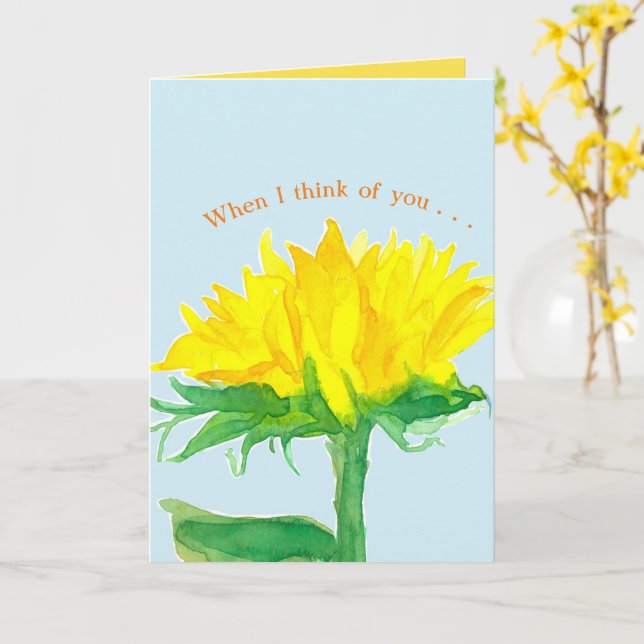 Cartão Girassol Pensando Em Sua Amarelo (Flor Amarela)