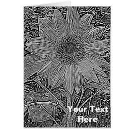 Cartão girassol preto e branco original arte moderna