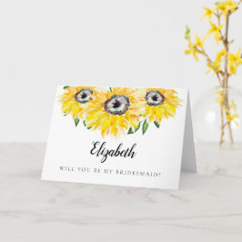 Cartão Girassol será minha dama de Bridesmaid personaliza