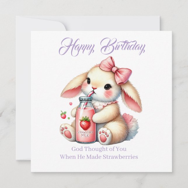 Cartão Girl Bunny Christian Greeting Card (Frente)