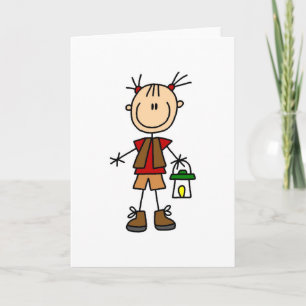 Cartão Girl Camping With Lantern Card