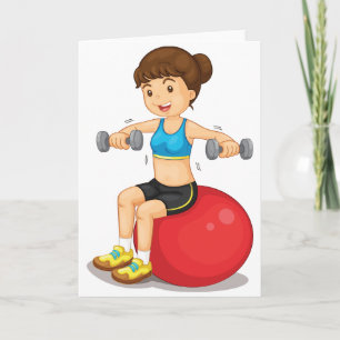 Cartão Girl Exercising With Weights Greeting Cards