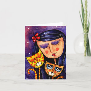 Cartão Girl & Ginger Cats - NoteCard
