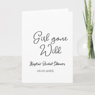 Cartão Girl gone wild bridal shower name date simple mini
