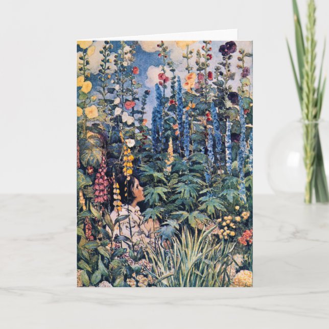 Cartão Girl in the Flower Garden, Jessie Willcox Smith (Frente)