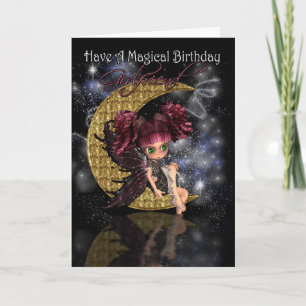 Cartão Girlfriend Birthday card with gothic moon fairy