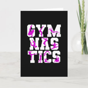 Cartão Girls Gymnastics Purple Silhouette Word Art