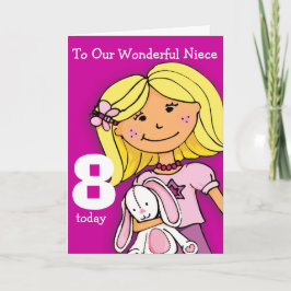Cartão Girls Niece 8.º aniversário da menina roxa
