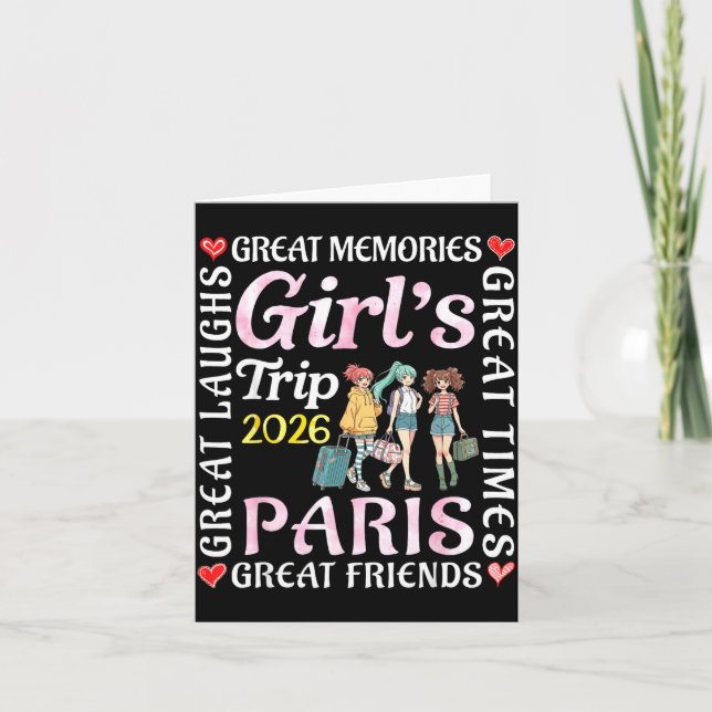 Cartão Girls Trip 2026 Paris Great Friends Vacation Trave (Frente)
