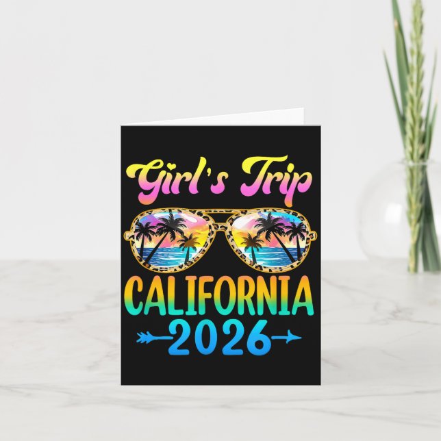 Cartão Girl's Trip California 2026 Summer Vacation Sungle (Frente)