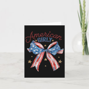 Cartão Girly Americano Fofo Coquete Laço 4 De Julho EUA W