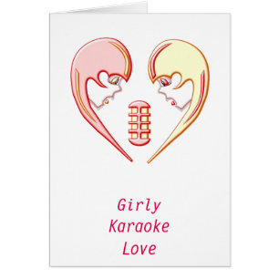 Cartão Girly BFF Karaoke Love Heart