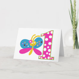 Cartão Girly Butterfly Primeiro Aniversário