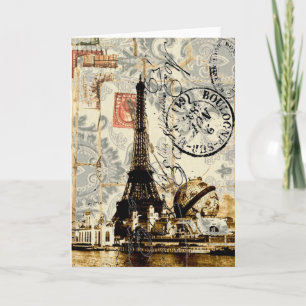 Cartão girly chic romantic floral paris eiffel tower