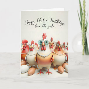 Cartão Girly Chickens Aniversário Humor