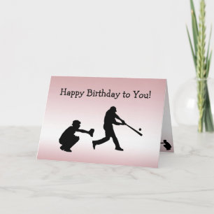 Cartão Girly Pink Baseball Play Ball Sports Birthday Card