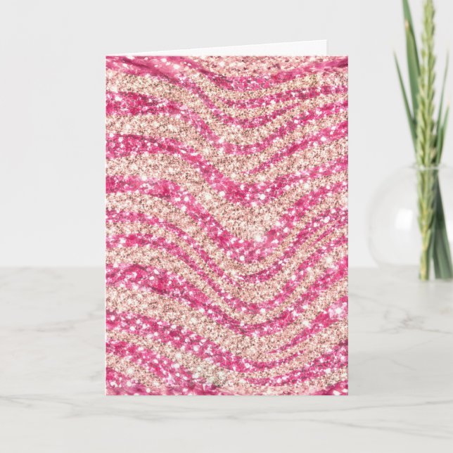 Cartão Girly Pink Blush Glitter Zebra Pattern             (Frente)