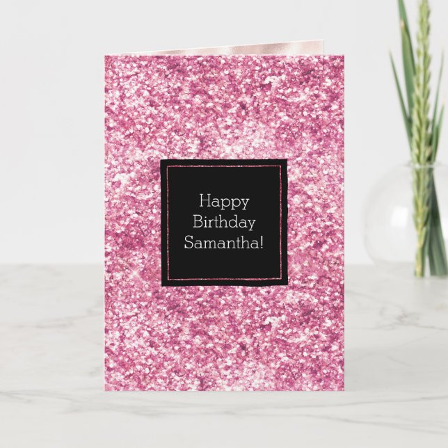 Cartão Girly Pink Glitter Confetti (Frente)