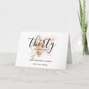 Cartão Girly Pink Trinta E Fabulosa aniversário de 30 ano