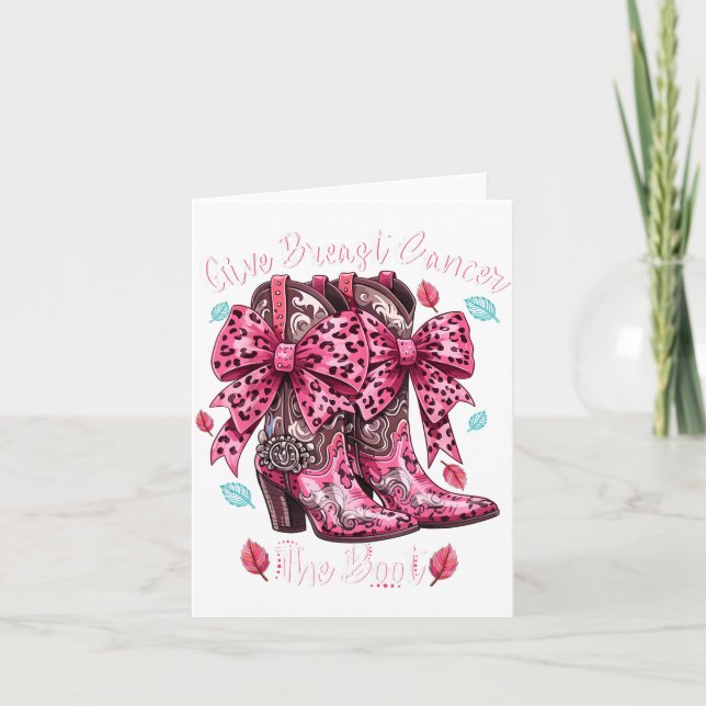 Cartão Give Breast Cancer The Boot Nk Cowgirl Western Tee (Frente)