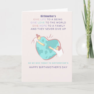 Cartão Giving back Birthmother's Day Card