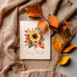 Cartão Giving Thanks Sunflower & Leaves Card