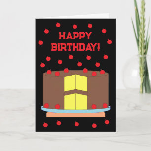Cartão Glacé de bolo e chocolate amarelo: aniversário pre