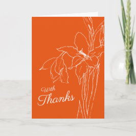 Cartão Gladioli desenhando branco no obrigado de casament