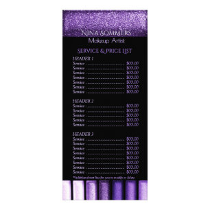 Cartão Glam da cremalheira do menu do serviço da